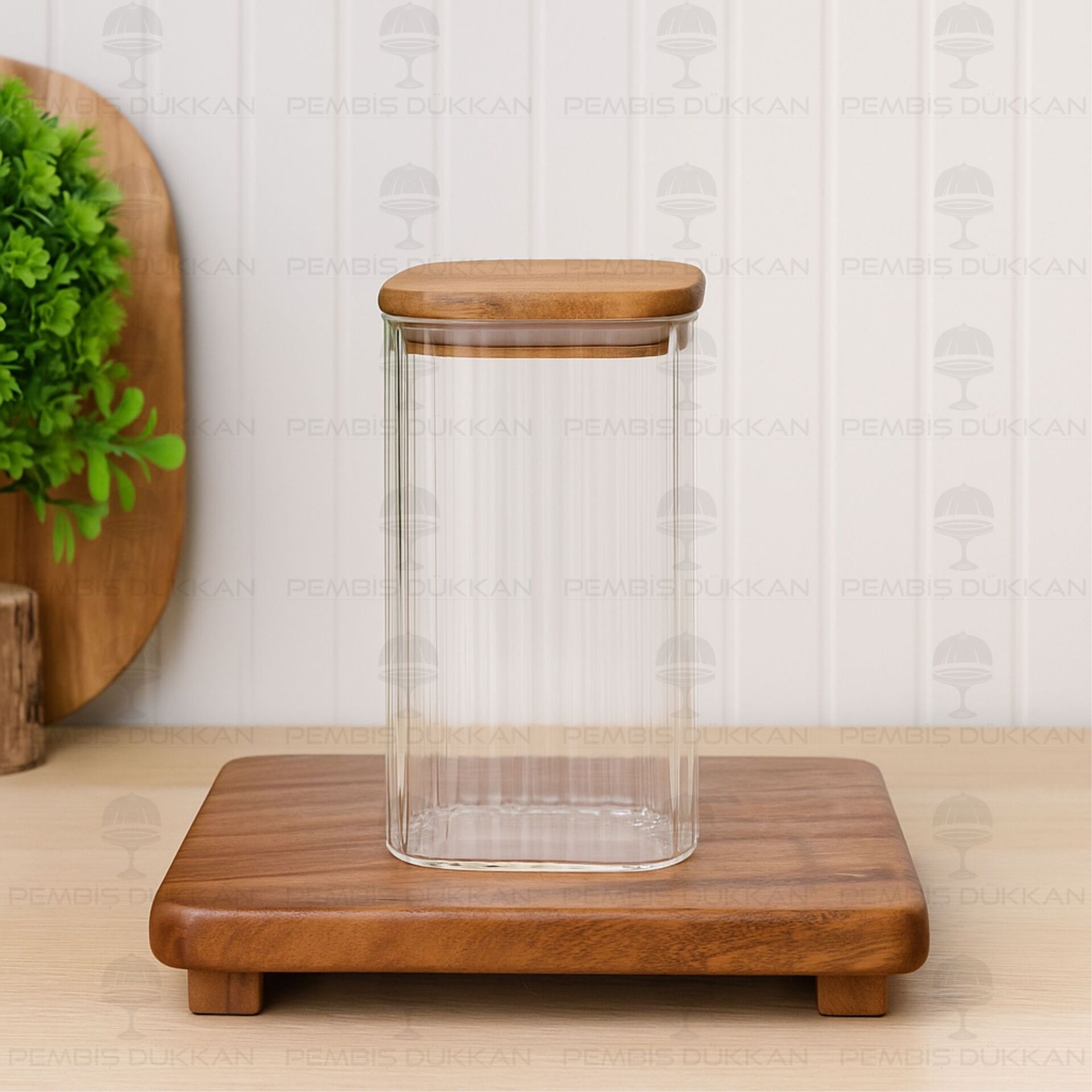 VERA 1350ML AKASYA KAPAKLI, ÇİZGİLİ KAVANOZ (BOR064)