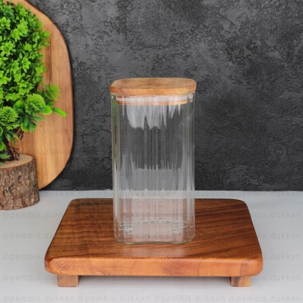 VERA 1350ML AKASYA KAPAKLI, ÇİZGİLİ KAVANOZ (BOR064)