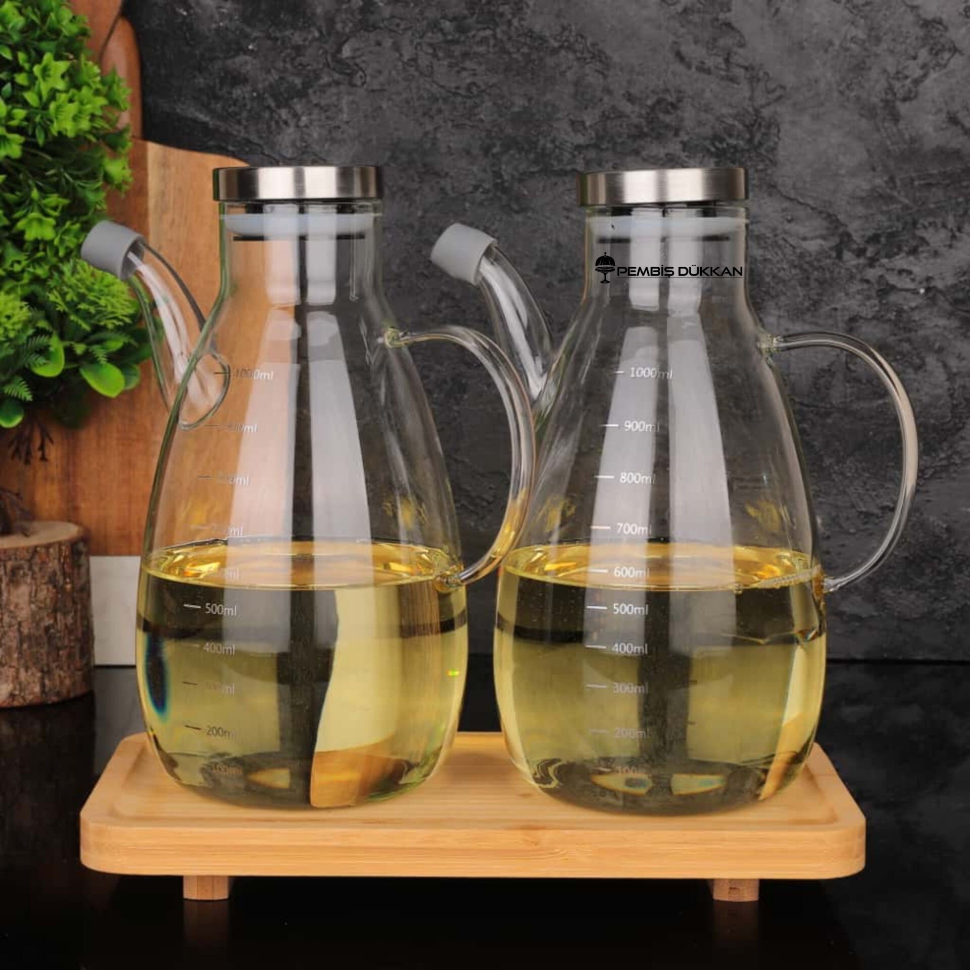 2 ADET METAL KAPAKLI YAĞDANLIK GLA 017 + 8B31 ALT BAMBU SET NO 14