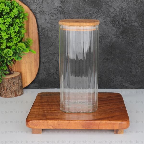 1 ADET 1700ML KARE AKASYA KAPAKLI CAM KAVANOZ (BOR-065)