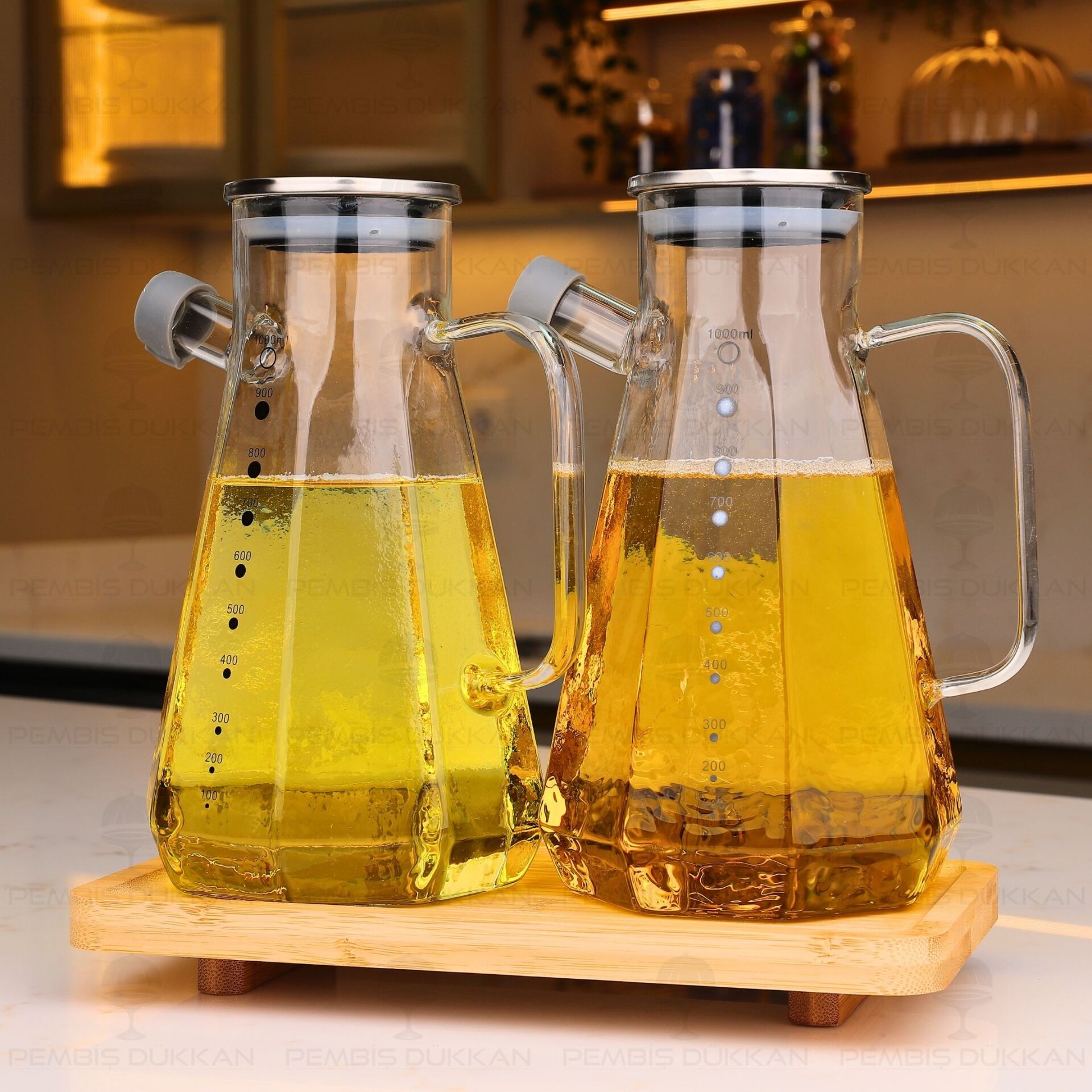 BAMBU ALTLIKLI, 2Lİ KÖŞELİ METAL YAĞDANLIK SET (GLA018 + 8B31)