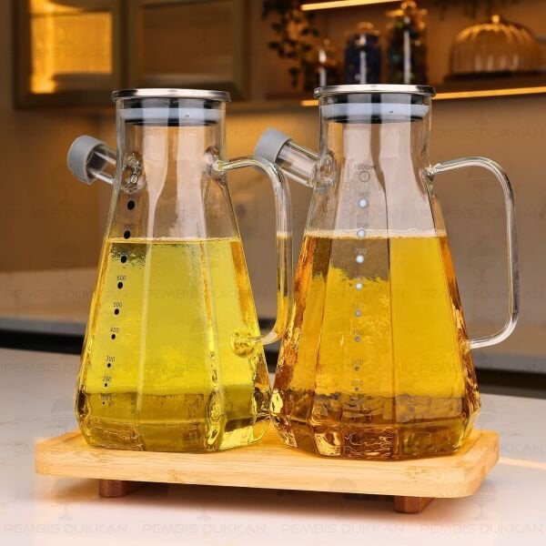 BAMBU ALTLIKLI, 2Lİ KÖŞELİ METAL YAĞDANLIK SET (GLA018 + 8B31)