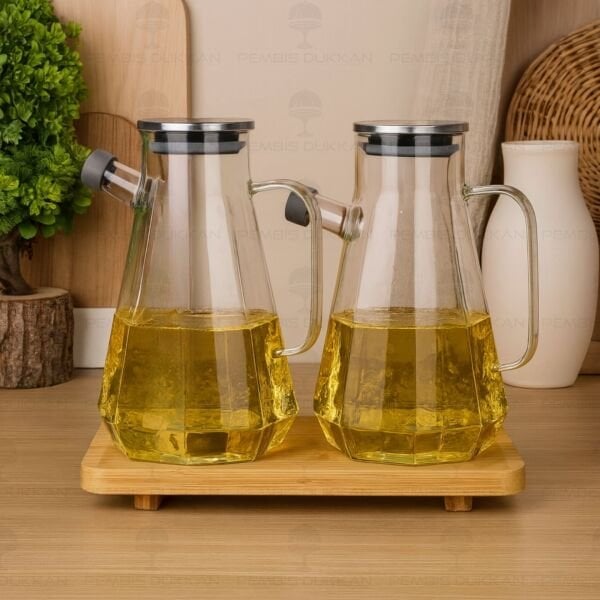 BAMBU ALTLIKLI, 2Lİ KÖŞELİ METAL YAĞDANLIK SET (GLA018 + 8B31)