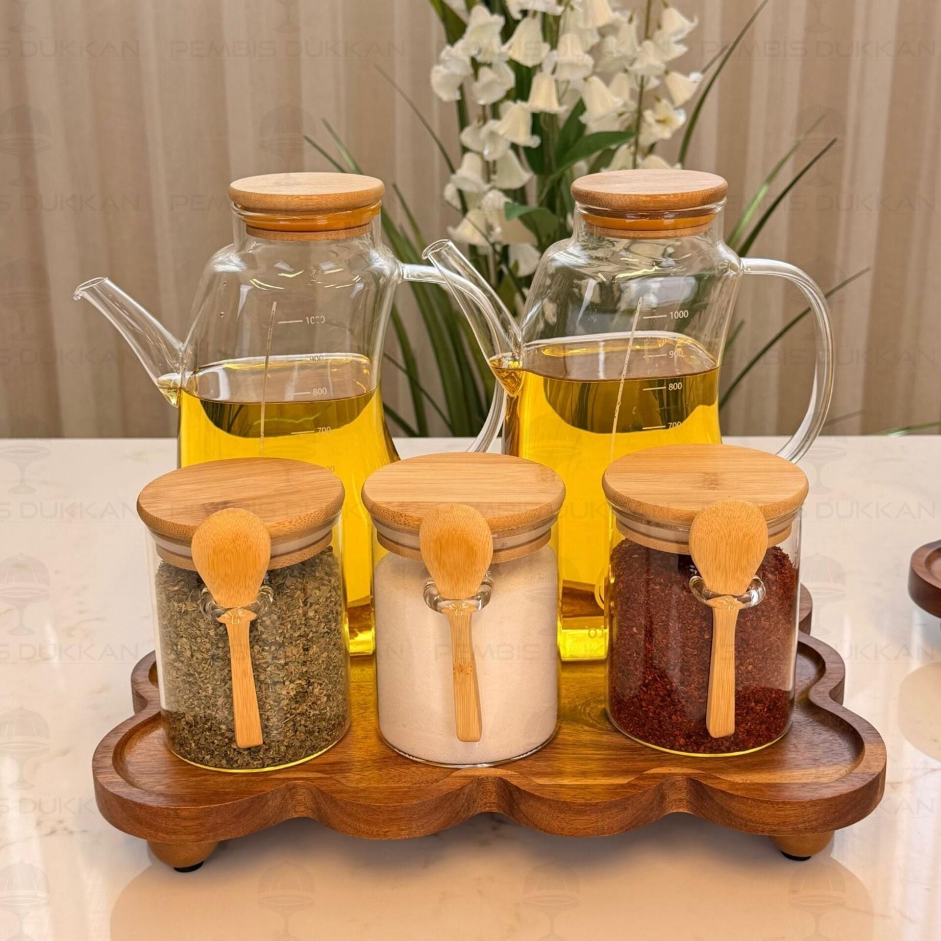 5'li Dikdörtgen Standlı Ocak Yanı Yağdanlık Kombin Set G3828-7B260