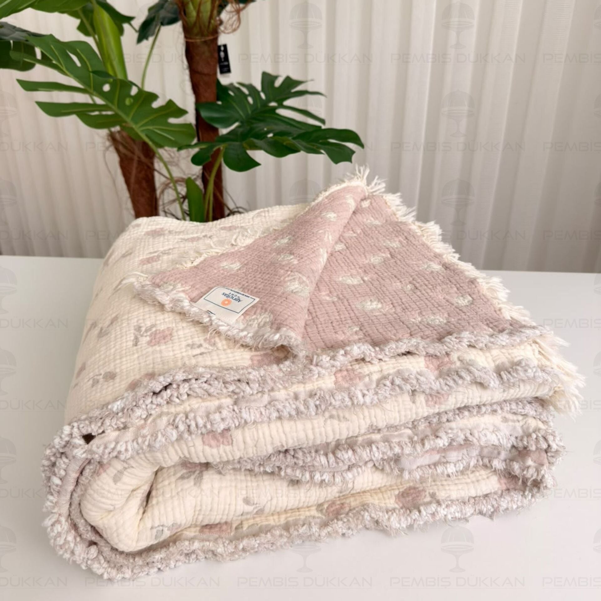 Ella Müslin Çift Kişilik Yatak Örtüsü Blush