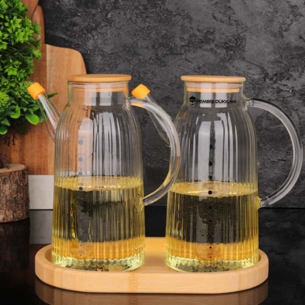 2 ADET BAMBU KAPAKLI YAĞDANLIK GLA 04 + 8B32 ALT BAMBU SET NO 18
