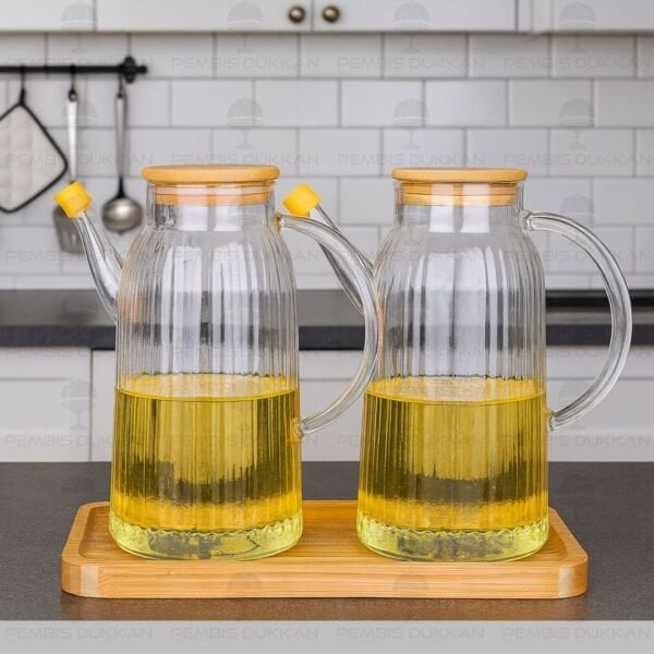 BAMBU ALTLIKLI, 2Lİ İNCE ÇİZGİLİ BAMBU YAĞDANLIK SET (GLA04 + MN574)