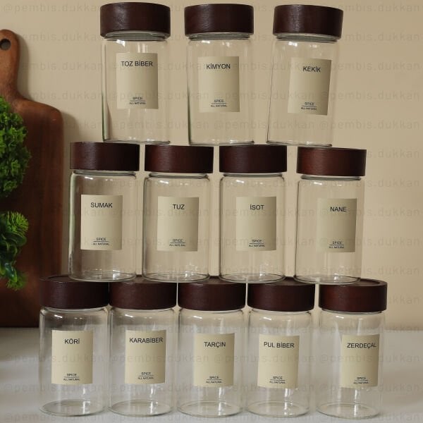 AKASYA STANDLI 12Lİ  300 ML AKASYA KAPAKLI BAHARALTIK KOMBİN NO 3