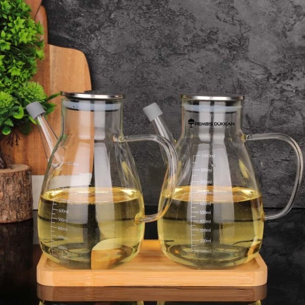 2 ADET METAL KAPAKLI YAĞDANLIK GLA 016 + DİKDÖRTGEN ALT BAMBU SET NO 24