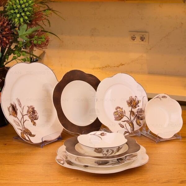 6 KİŞİLİK 24 PARÇA CANSAV MOCHA YEMEK TAKIMI