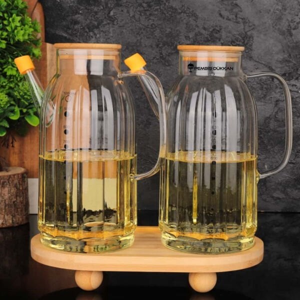 BAMBU ALTLIKLI, 2Lİ KALIN ÇİZGİLİ BAMBU YAĞDANLIK SET (GLA02 + 1094)