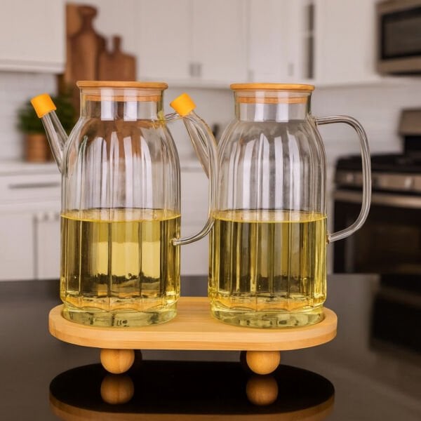 2 ADET BAMBU KAPAKLI YAĞDANLIK GLA 02 + OVAL TOP AYAKLI ALT BAMBU SET NO 27