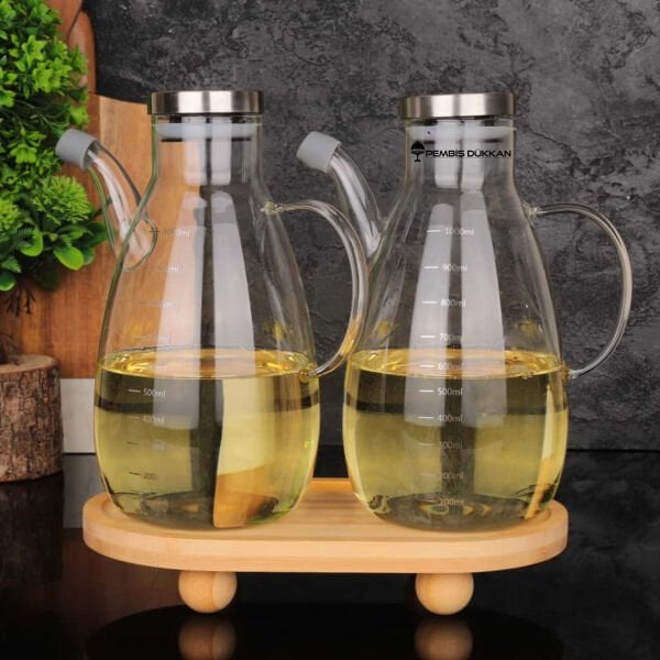 2 ADET METAL KAPAKLI YAĞDANLIK GLA 017 + OVAL TOP AYAKLI ALT BAMBU SET NO 30