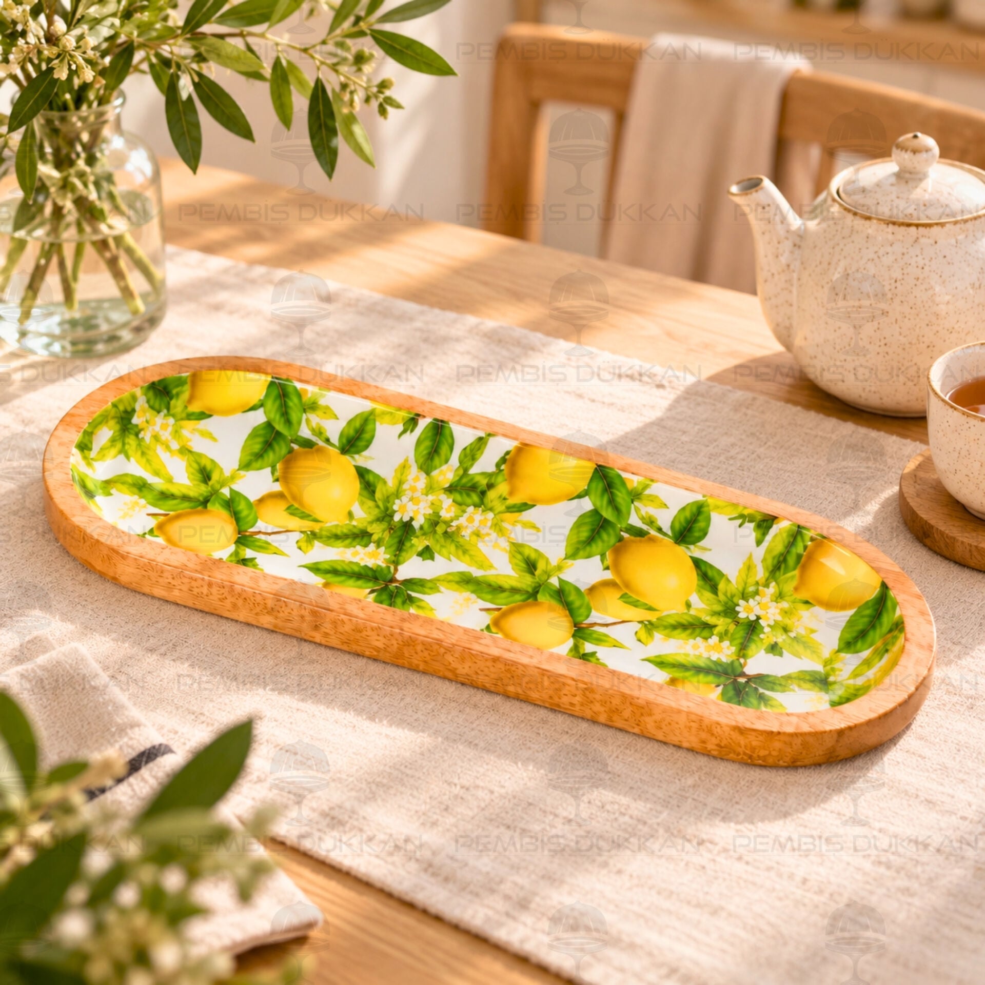 Mango Ağacı 30cm Oval Servis Tabağı (THN38218)