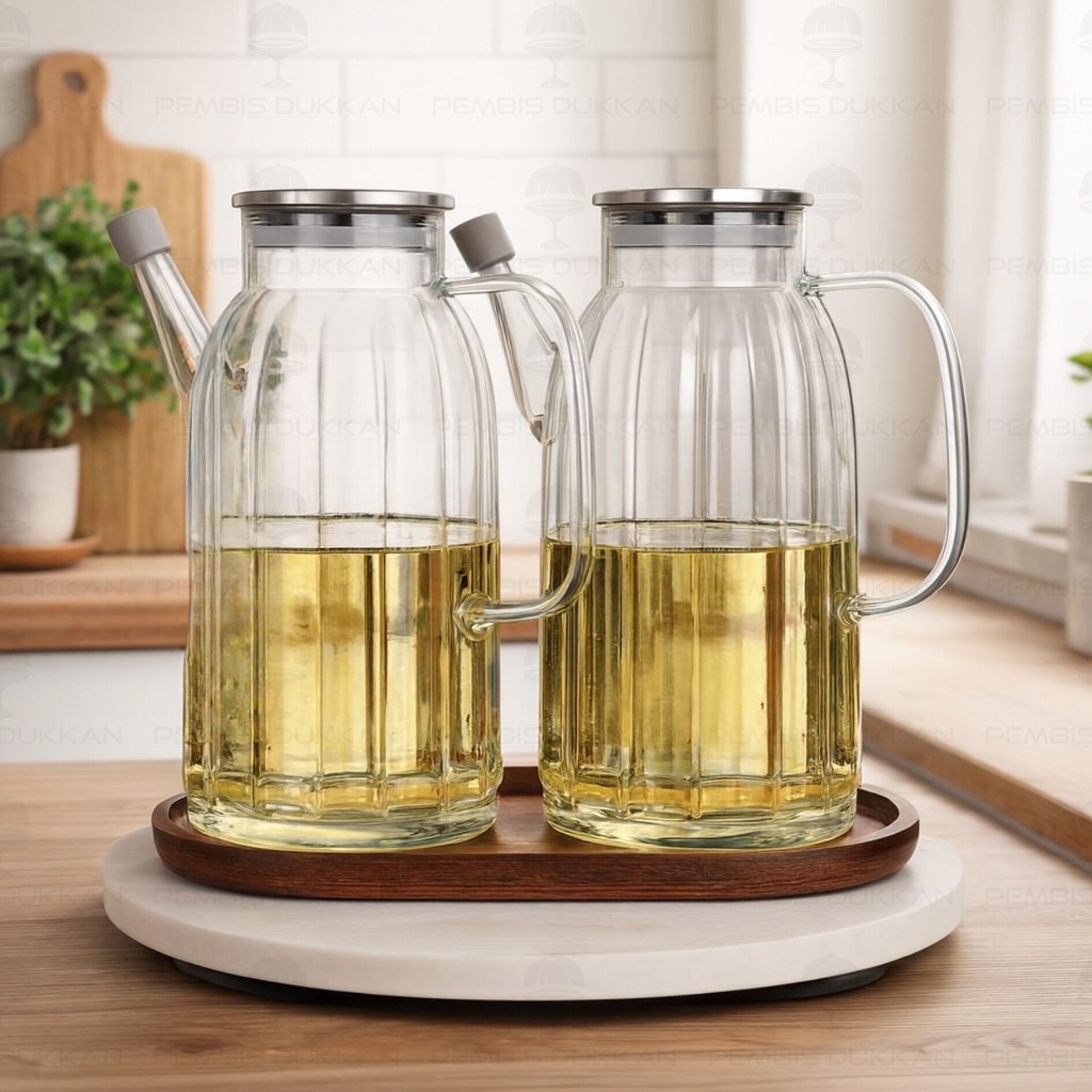 AKASYA ALTLIKLI, 2Lİ KALIN ÇİZGİLİ METAL YAĞDANLIK SET (GLA01 + 7B109)