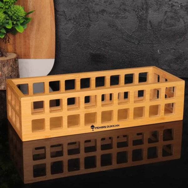 1 ADET DİKDÖRTGEN BAMBU KAFES ORGANİZER 1281