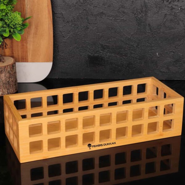 1 ADET DİKDÖRTGEN BAMBU KAFES ORGANİZER 1281