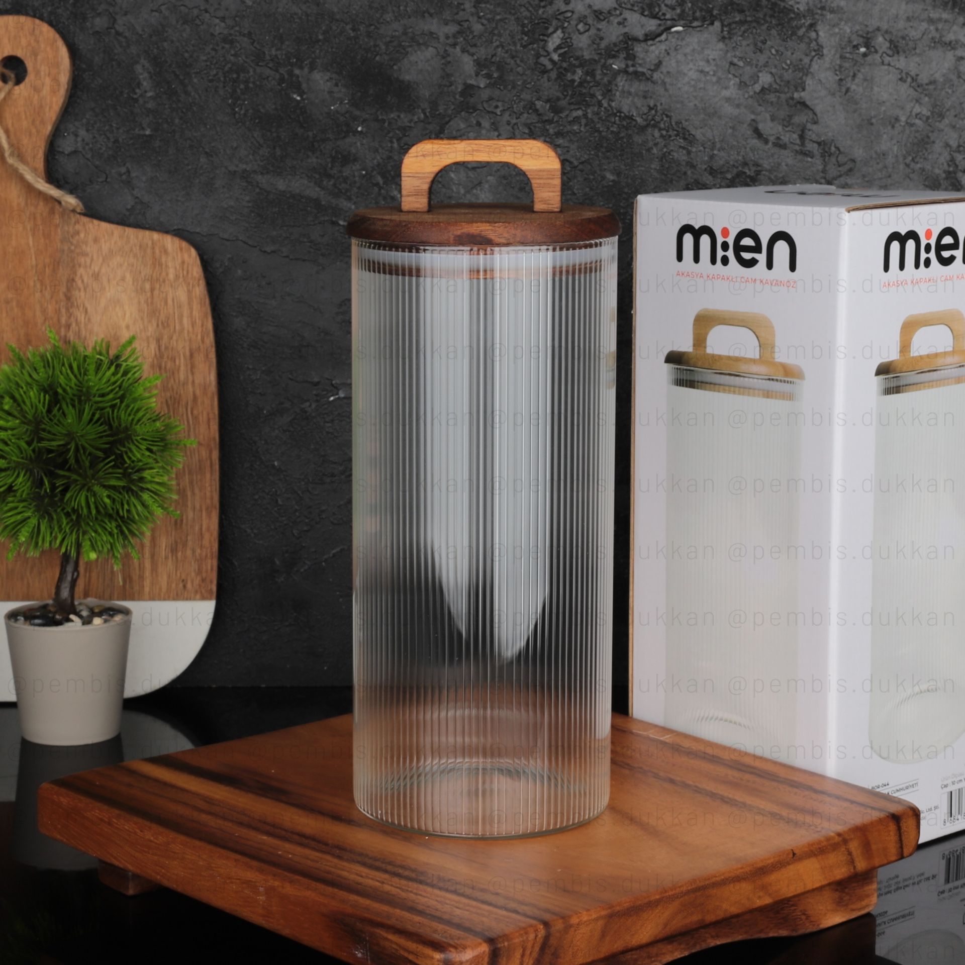 1 ADET AKASYA KAPAKLI ÇİZGİLİ KAVANOZ 1500ML (-044)