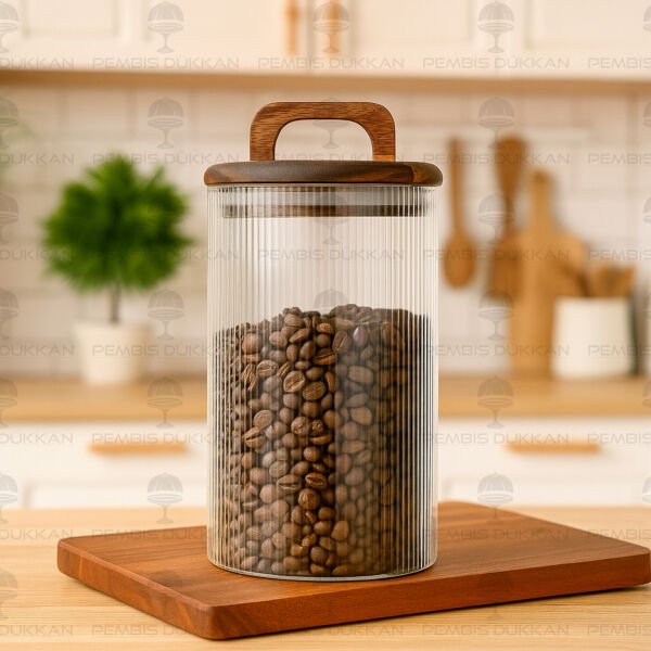 1 ADET LİNES 1200ML AKASYA KAPAKLI, SIK ÇİZGİLİ KAVANOZ (BOR 043)