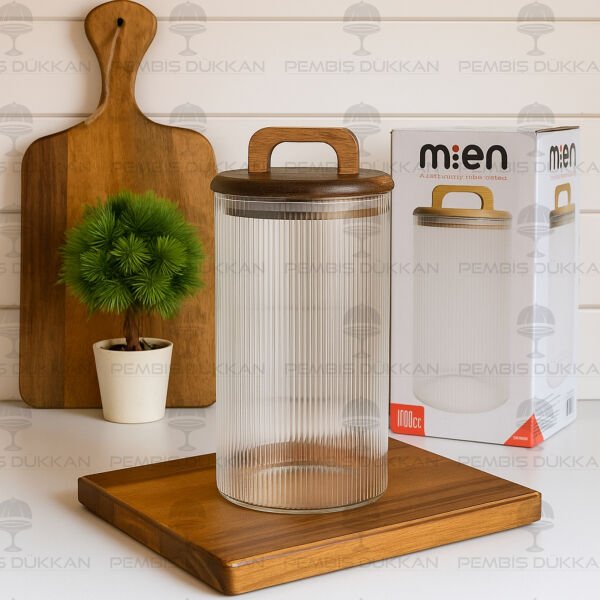 1 ADET LİNES AKASYA KAPAKLI ÇİZGİLİ KAVANOZ 1200ML (-043)