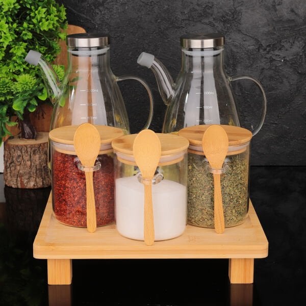 KARE STANDLI YAĞDANLIK & BAHARATLIK KOMBİN SET NO1