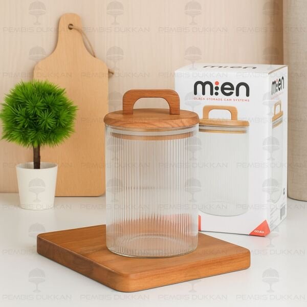 LİNES 900ML AKASYA KAPAKLI, SIK ÇİZGİLİ KAVANOZ (BOR042)