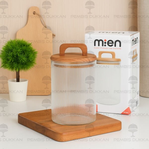 LİNES 900ML AKASYA KAPAKLI, SIK ÇİZGİLİ KAVANOZ (BOR042)