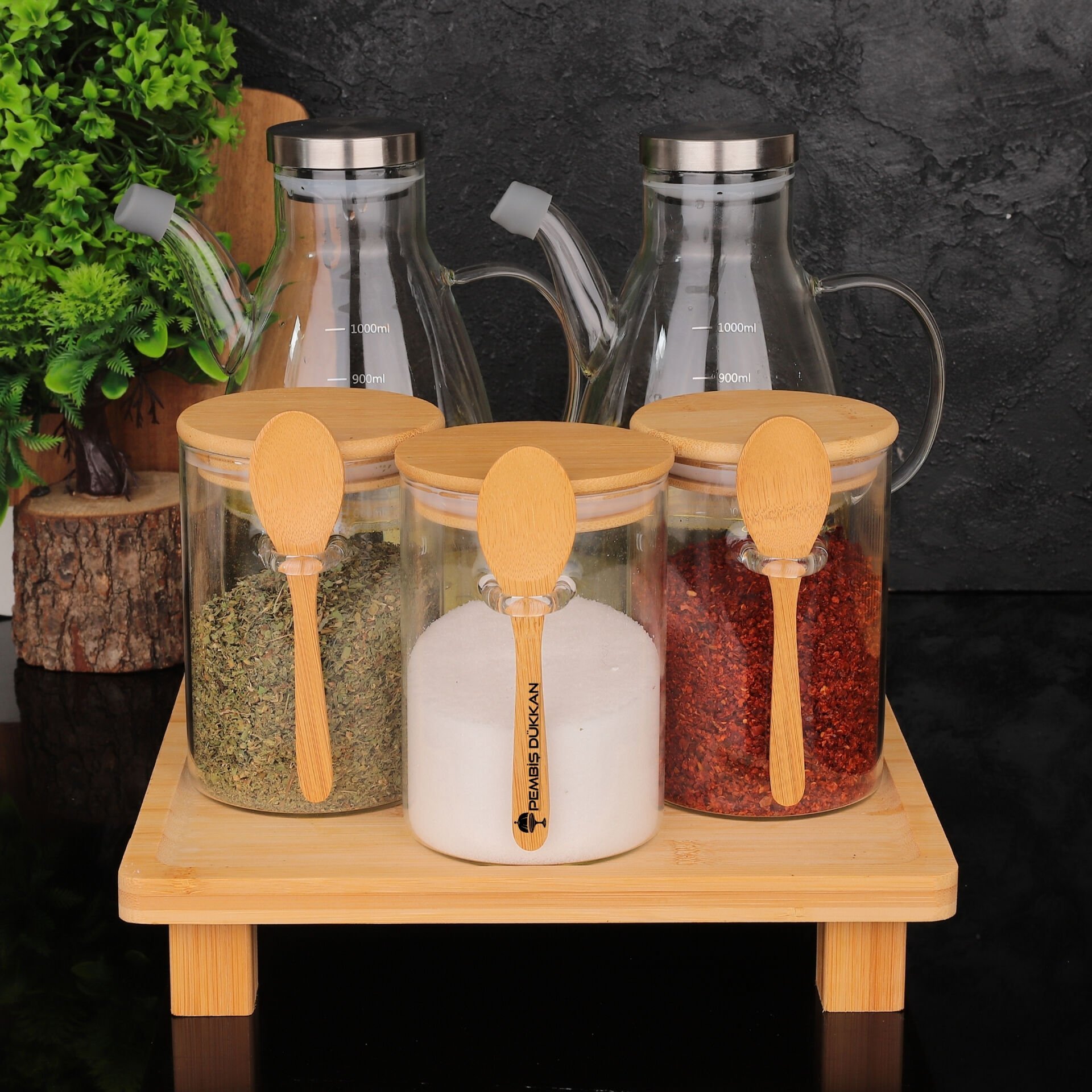 KARE STANDLI YAĞDANLIK & BAHARATLIK KOMBİN SET NO2