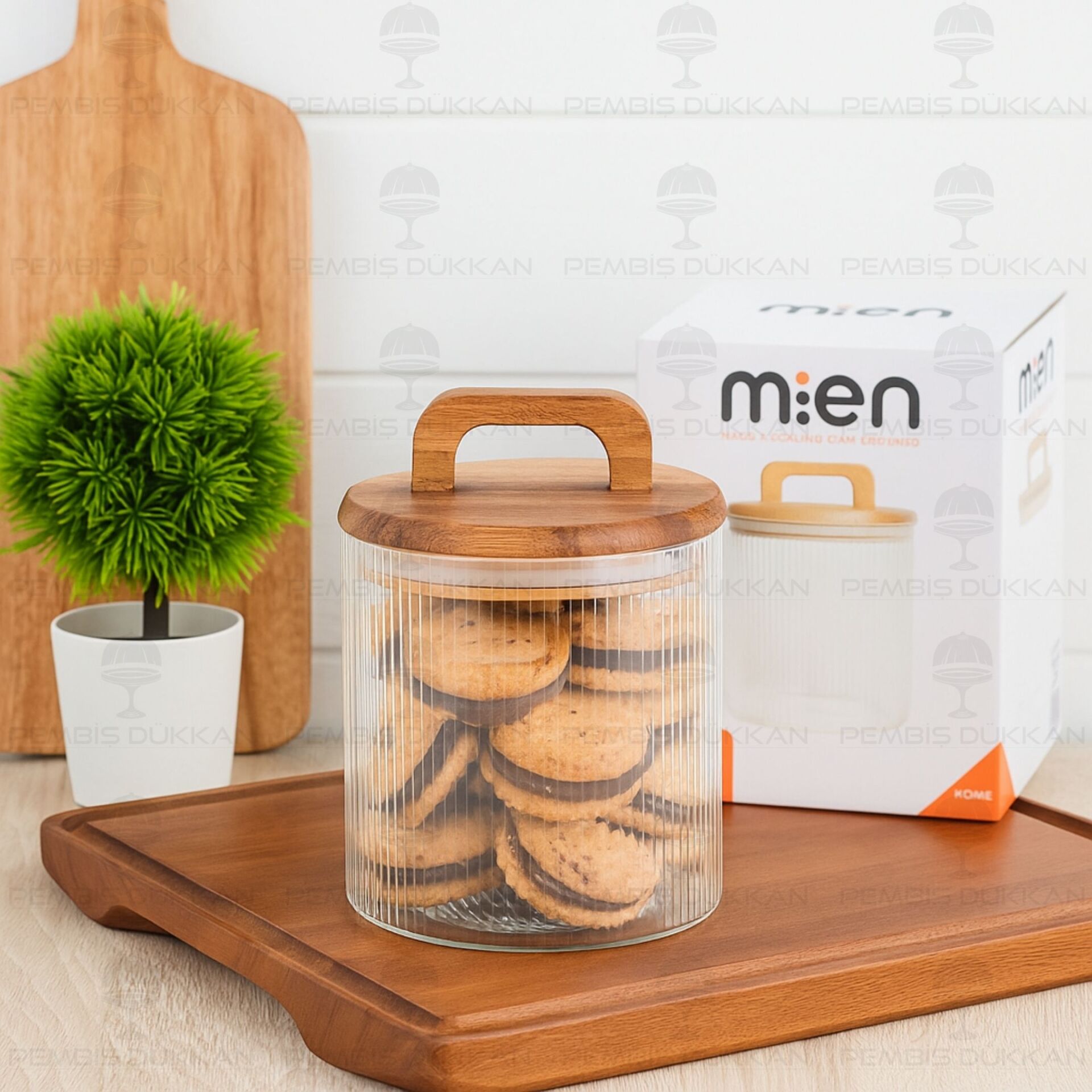 LİNES 600ML AKASYA KAPAKLI, SIK ÇİZGİLİ KAVANOZ (BOR041)