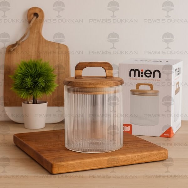 LİNES 600ML AKASYA KAPAKLI, SIK ÇİZGİLİ KAVANOZ (BOR041)