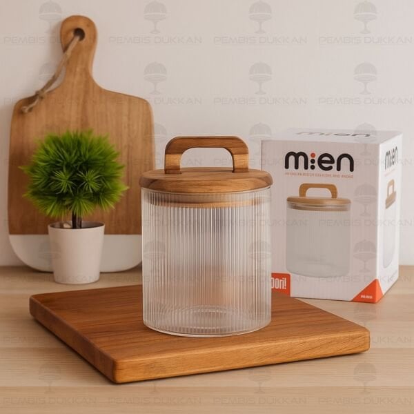 LİNES 600ML AKASYA KAPAKLI, SIK ÇİZGİLİ KAVANOZ (BOR041)