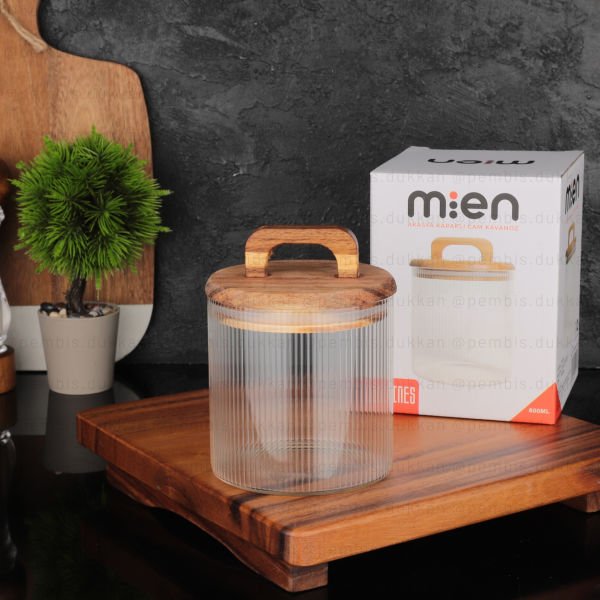 LİNES 600ML AKASYA KAPAKLI, SIK ÇİZGİLİ KAVANOZ (BOR041)