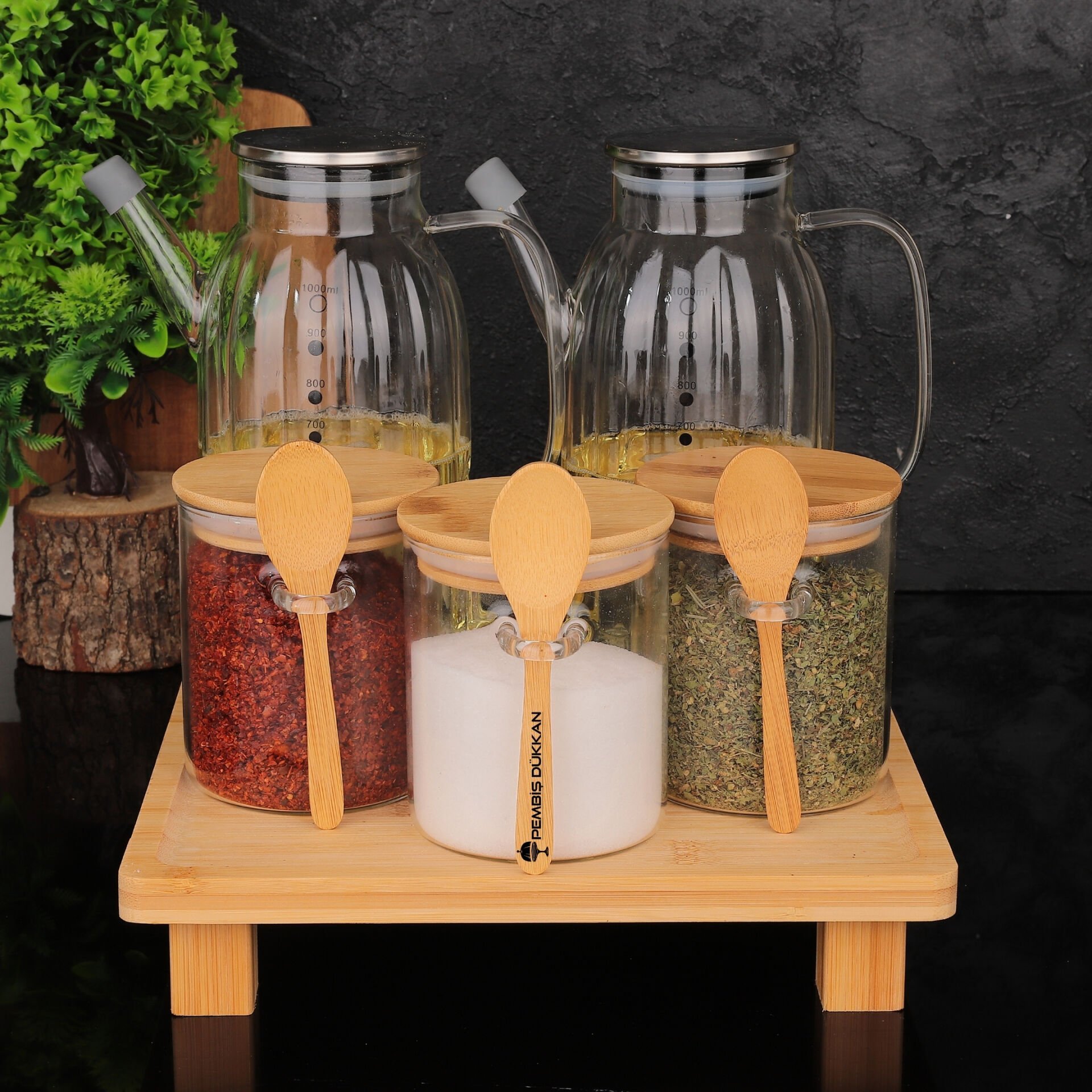 KARE STANDLI YAĞDANLIK & BAHARATLIK KOMBİN SET NO3