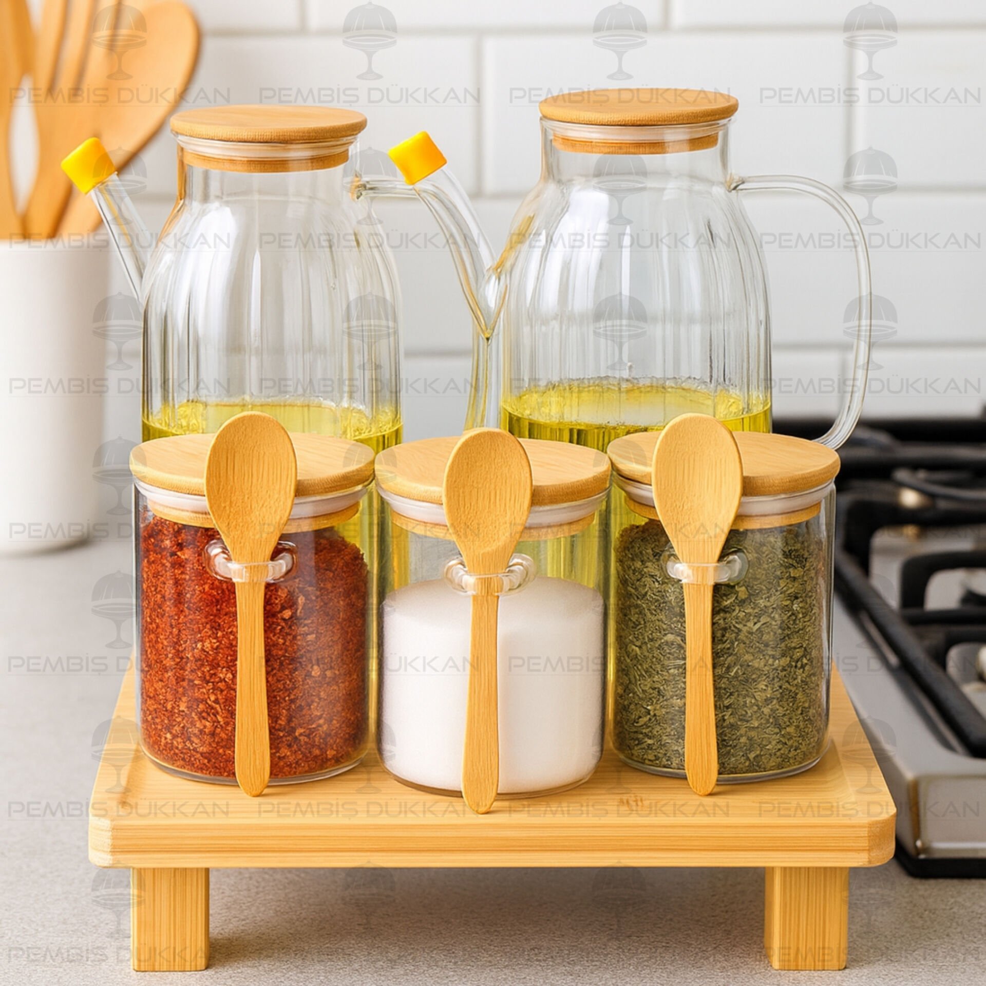 5Lİ KARE STANDLI, OCAK YANI YAĞDANLIK KOMBİN SET NO7