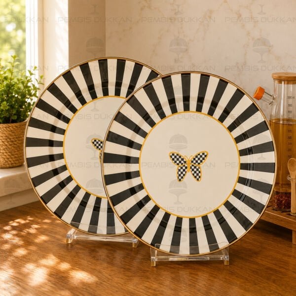Papillon Emaye 30 cm 2li Servis Tabağı