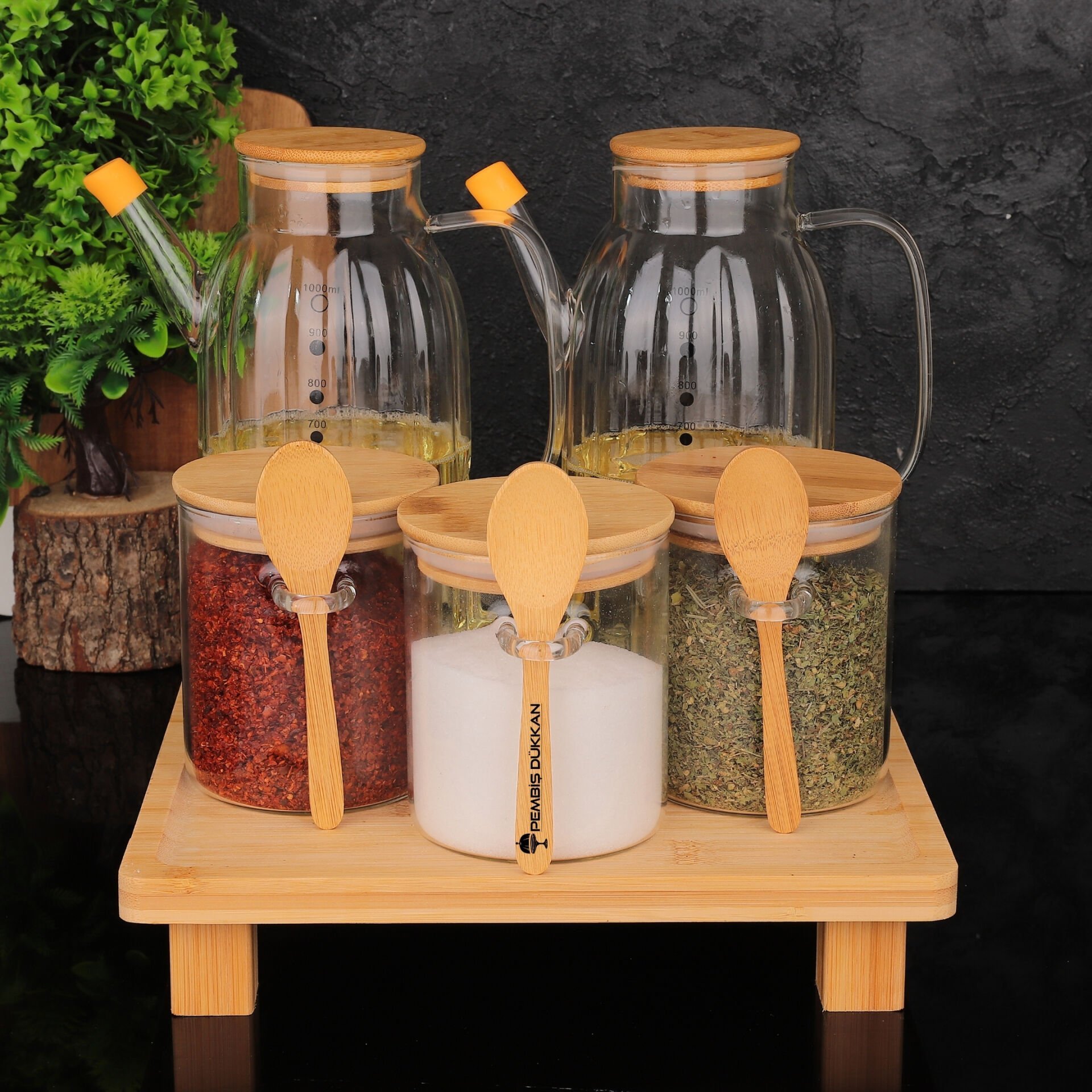 KARE STANDLI YAĞDANLIK & BAHARATLIK KOMBİN SET NO5