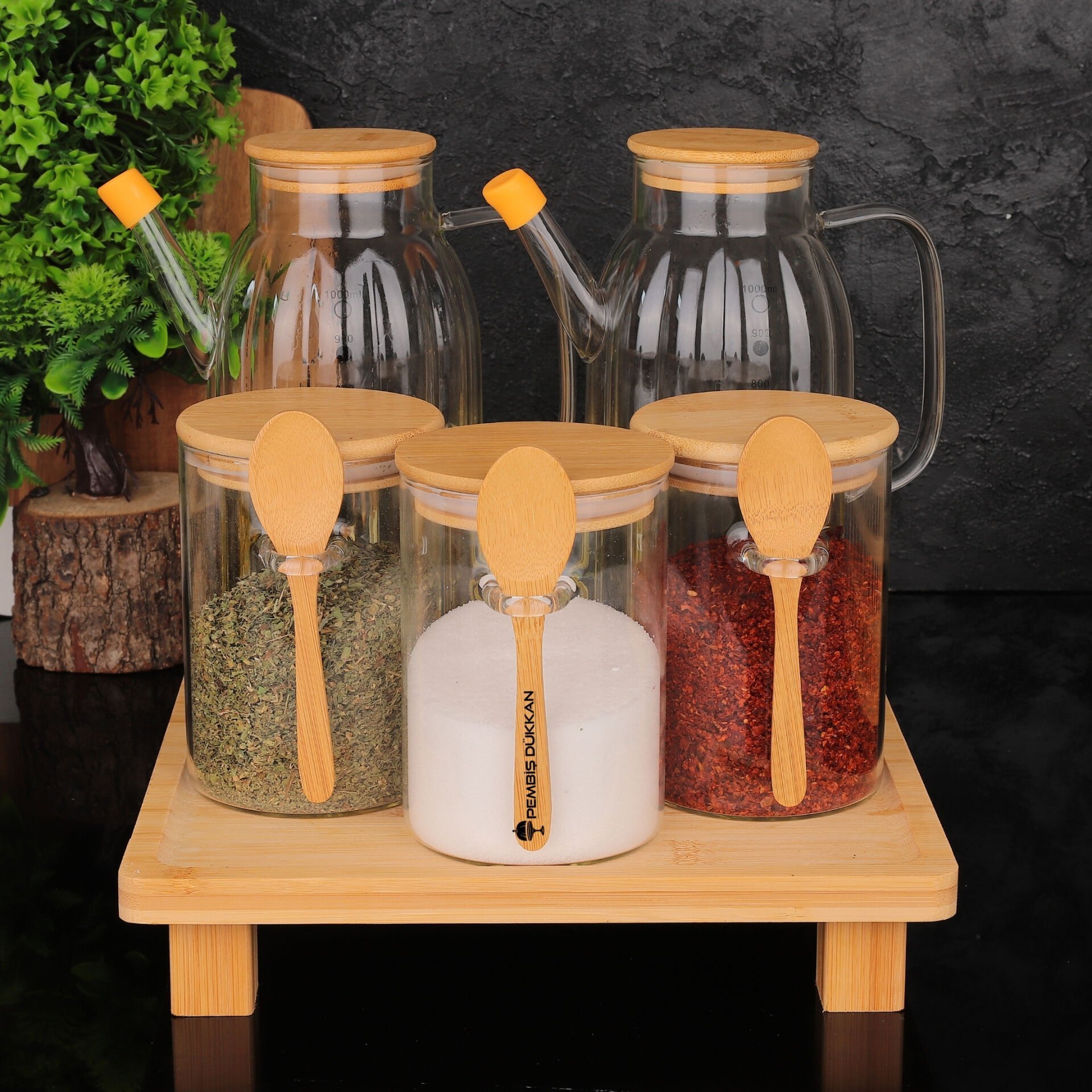 KARE STANDLI YAĞDANLIK & BAHARATLIK KOMBİN SET NO6
