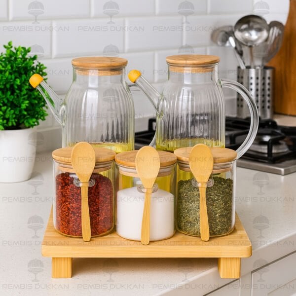KARE STANDLI YAĞDANLIK & BAHARATLIK KOMBİN SET NO7