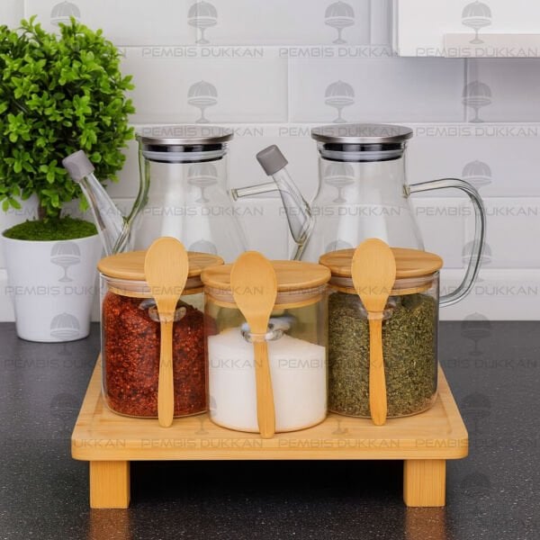 KARE STANDLI YAĞDANLIK & BAHARATLIK KOMBİN SET NO8