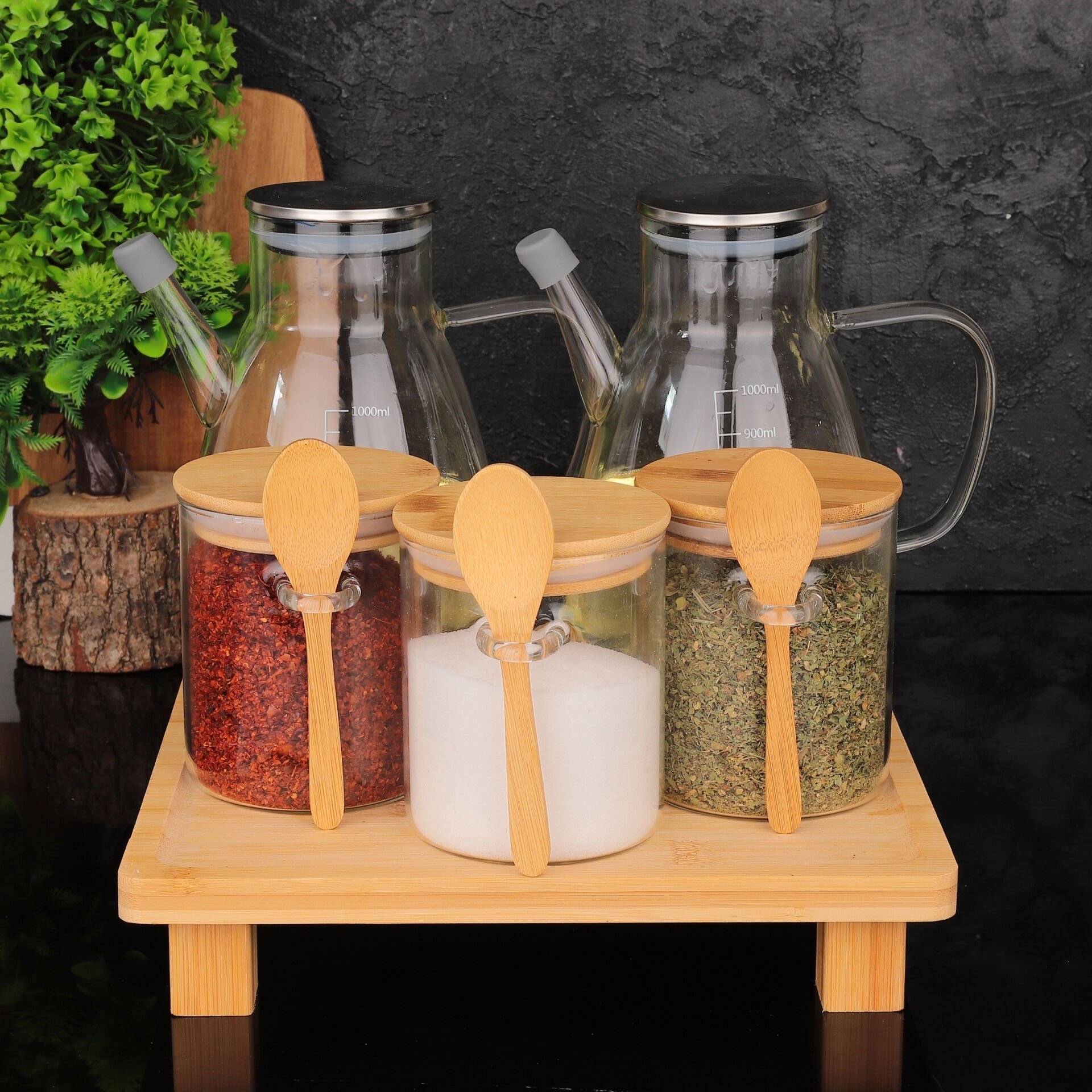KARE STANDLI YAĞDANLIK & BAHARATLIK KOMBİN SET NO8