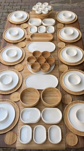 BAMBU PORSELEN KAHVALTI SET NO 11 ( KİŞİ ADEDİ SEÇİNİZ )