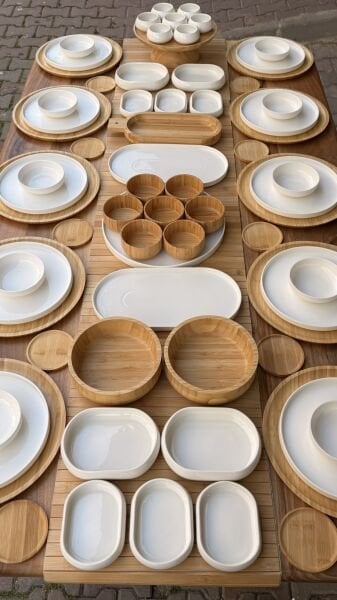 BAMBU PORSELEN KAHVALTI SET NO 11 ( KİŞİ ADEDİ SEÇİNİZ )