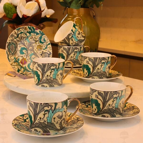TURGUOİSE 6 KİŞİLİK ÇAY FİNCAN TAKIMI