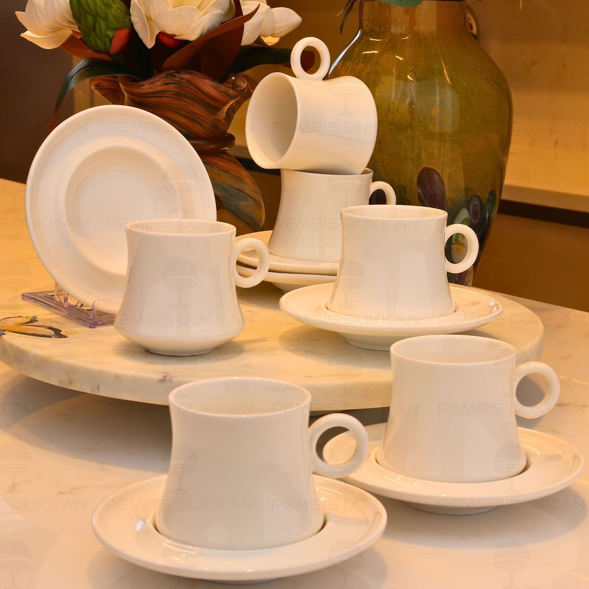 BEYAZ PORSELEN 6 KİŞİLİK ÇAY FİNCAN TAKIMI