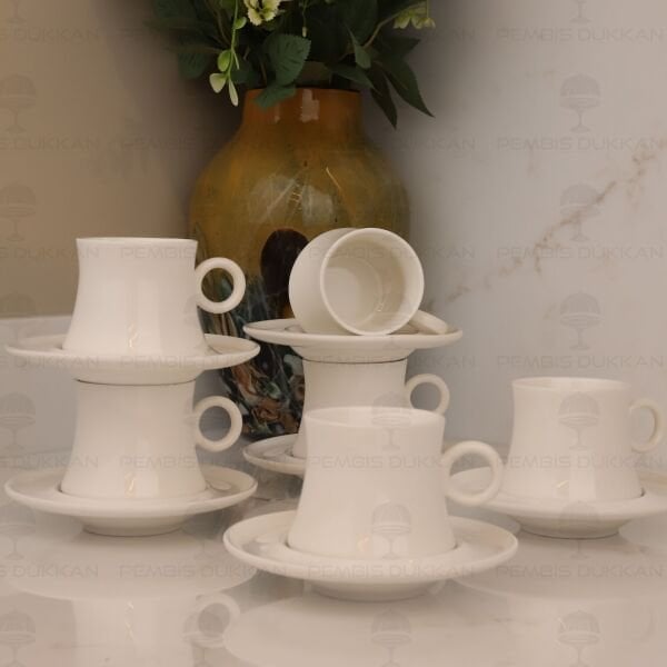 BEYAZ PORSELEN 6 KİŞİLİK ÇAY FİNCAN TAKIMI