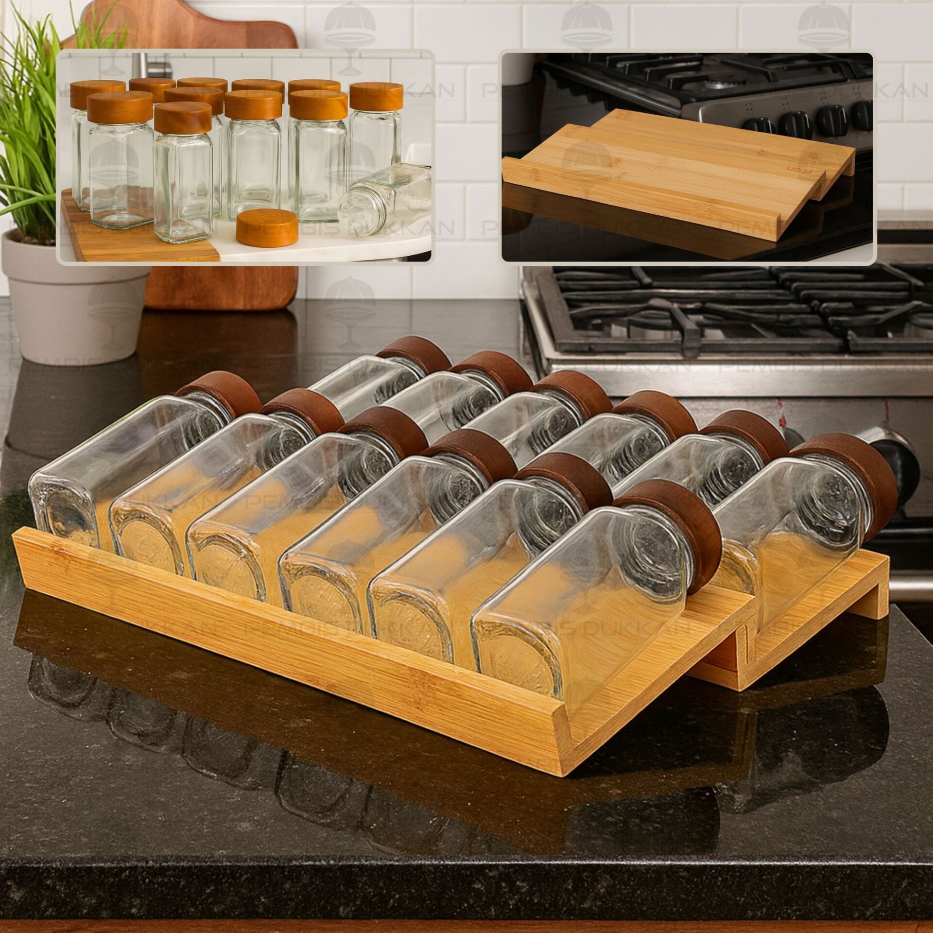 ÇEKMECE İÇİ 2 BASAMAKLI, 12Lİ AKASYA KAPAKLI BAHARATLIK SET (1355)