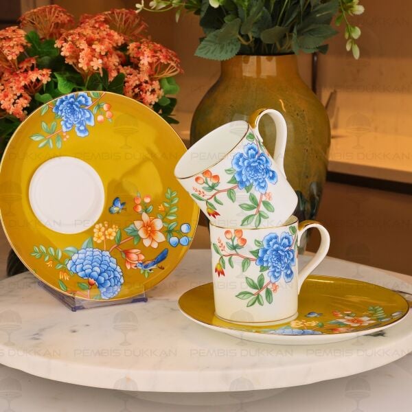 YAĞ YEŞİLİ 2 KİŞİLİK ÇAY FİNCAN TAKIMI (YNS 019)