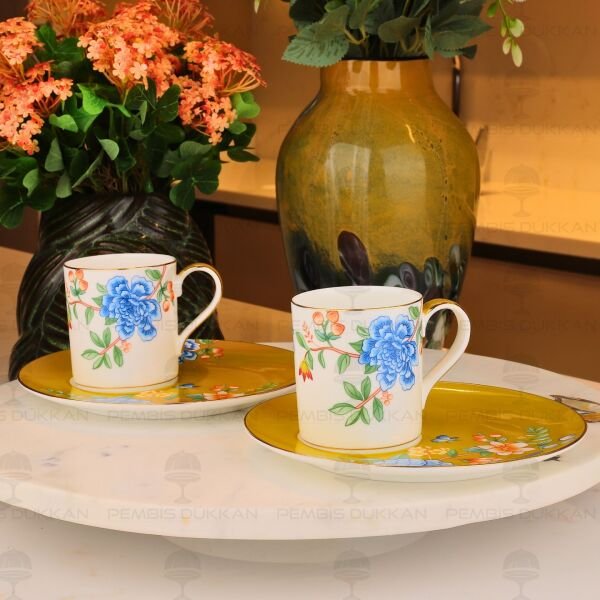 YAĞ YEŞİLİ 2 KİŞİLİK ÇAY FİNCAN TAKIMI (YNS 019)