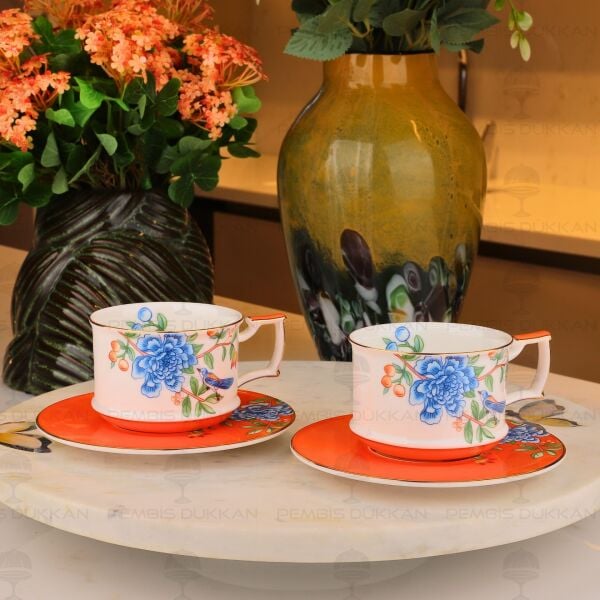 TURUNCU 2 KİŞİLİK ÇAY FİNCAN TAKIMI (YNS 018)