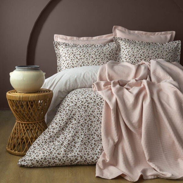 COZY ODELİN ÇİFT KİŞİLİK YATAK ÖRTÜLÜ NEVRESİM TAKIMI - BLUSH